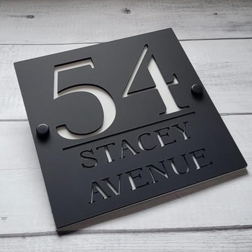 Personalisiertes, modernes Hausnummernschild für draußen, Adressschild, individuelles Straßenhaus-Nummernschild, 3D-lasergeschnittenes Acryl-Adressschild für Briefkasten, Hof, Haus (15 x 15 x 6 Zoll) von MFCHICIFY
