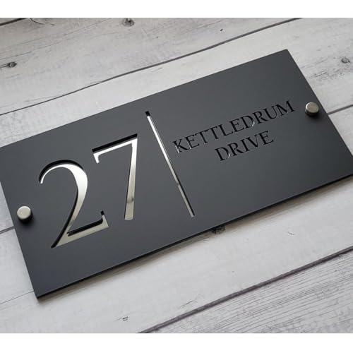 Personalisiertes Hausadressschild, Hausadressschild für drinnen und draußen, individuelles Hausnummernschild, modern für Hof, Garten, Briefkasten (20 x 15 cm) von MFCHICIFY