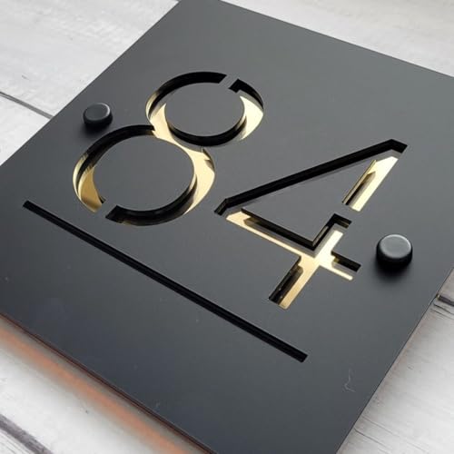 Personalisiertes Hausadressschild für draußen, modernes Adressschild, Zahlen, Hausnummern, Plakette, Adressschild für Hausnummern für Hof, Garten, Briefkasten (15 x 15 x 6 Zoll) von MFCHICIFY