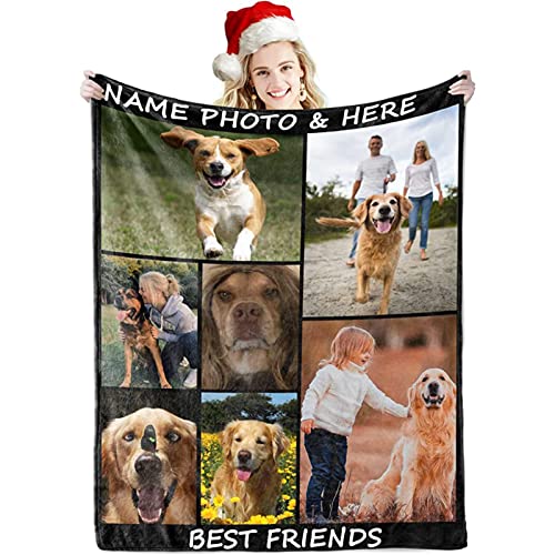 Personalisierte Decke mit Foto, Personalisierte Geschenke mit Foto und Text, Personalisierte kuscheldecke, Fotodecke mit eigenem Foto Für Vater, Mutter, Kinder, Hunde, Freunde Oder Liebhaber von MFGCH