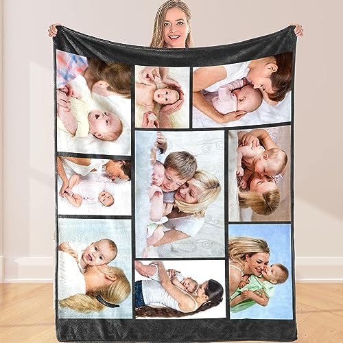 Personalisierte Fotodecke Decke mit Eigenem Foto & Text,Super Weich Flanell Kuscheldecke, Feiertage, Jubiläen Geschenk Für Mama, Papa, Kind, Haustier, Freund Oder Liebhaber von MFGCH