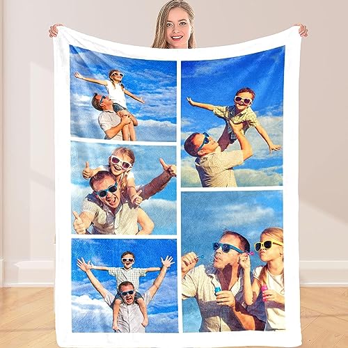 Personalisierte Fotodecke Decke mit Eigenem Foto & Text,Super Weich Flanell Kuscheldecke, Feiertage, Jubiläen Geschenk Für Mama, Papa, Kind, Haustier, Freund Oder Liebhaber von MFGCH