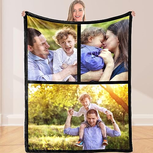 Personalisierte Fotodecke Decke mit Eigenem Foto & Text,Super Weich Flanell Kuscheldecke, Feiertage, Jubiläen Geschenk Für Mama, Papa, Kind, Haustier, Freund Oder Liebhaber von MFGCH