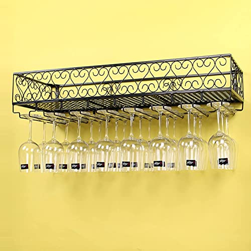 Weinregal, Bar-Einheit, schwebende Regale, wandmontiertes, umgekehrtes Weinglasregal, multifunktionaler Flaschenhalter aus Eisen, einfaches hängendes Kelchregal (Größe: 60 x 25 cm) von MFGHPCX