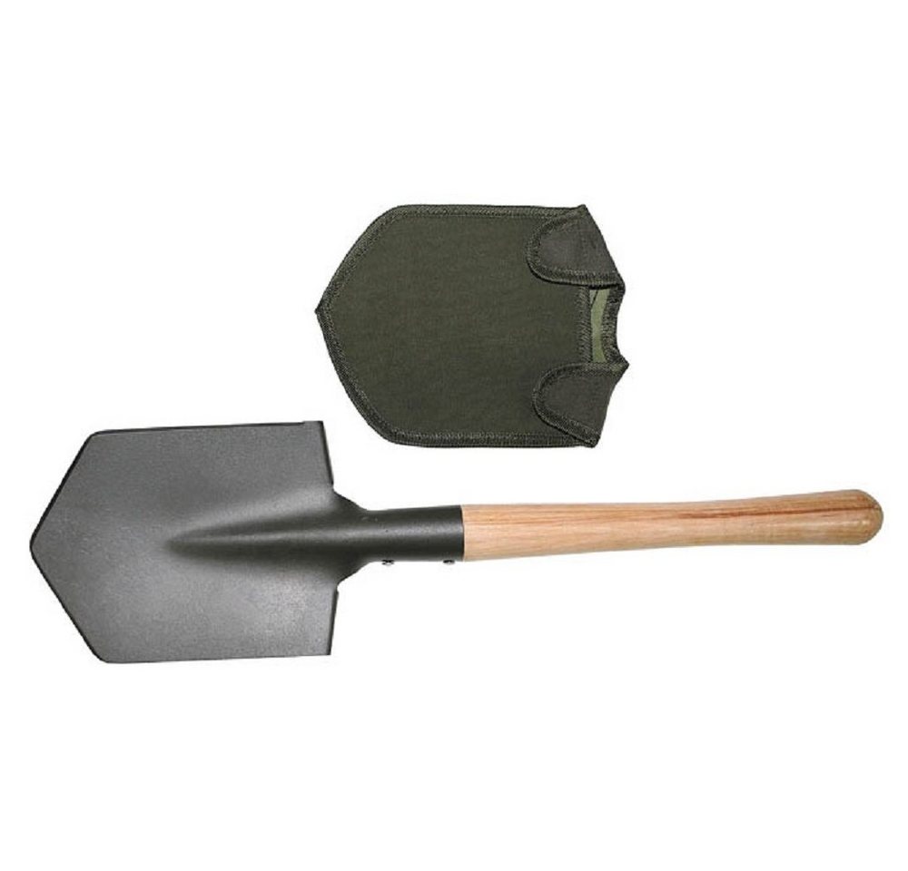 MFH Spaten Feldspaten, Holzstiel, extra stabil, mit Tasche, Feldspaten, Holzstiel, Transporttasche von MFH