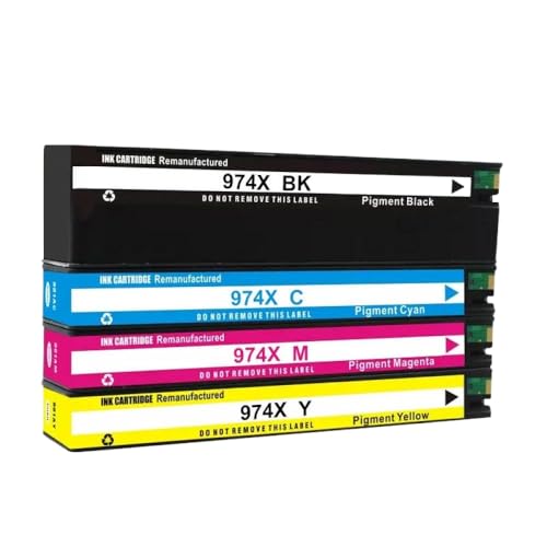 MFHgLKT Tintenpatrone 974A 974X kompatibel mit 352dw 377dw 452dw 477dw 552dw 577dw P55250dw P57750 Drucker(974X-4color 1set) von MFHgLKT