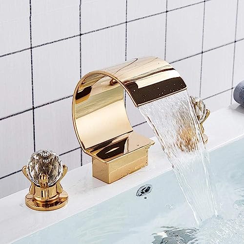 Gold Waschbecken Wasserhahn Badezimmer Wasserfall Waschbecken Wasserhahn Heiß Kalt Wasser Mischbatterie Wasserfall Bad Wasserhahn von MFKTO