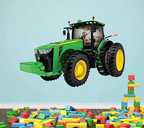 Wandaufkleber Poster Aufkleber 3D Wandbild Wandtattoo Traktor Wandtattoo Grüner Bauernhof Traktor Kinder Abnehmbare Wandkunst LB55- von MFKTO