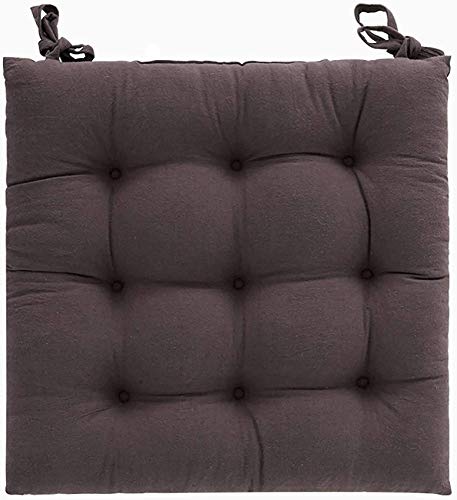 MFLASMF Baumwollkissen, Super Soft Comfort Square Sitzkissen Stuhlkissen mit Krawatten Stuhlkissen Geeignet für das Auto Büro Esszimmer-40x40cm (16x16inch) -Brown von MFLASMF