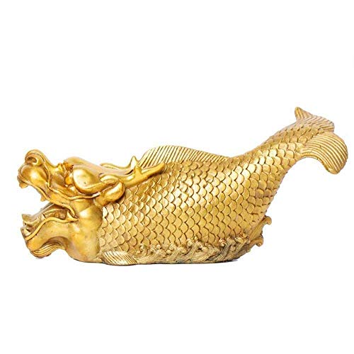 MFLASMF Tierische Drachenfischstatuen aus reinem Messing, chinesische Feng Shui-Dekorfigur für Zuhause und Büro, Skulptur für Reichtum und Glück, Miniaturstatuen, Bastelornament (Farbe: A) von MFLASMF