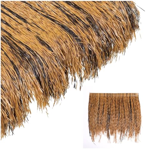 MFLCBK Feuerfeste Künstlicher Palmdach Paneele Grasdach Wetterfest Strohdach Innen- und Außenbereich für Tiki-Bar Hütte Garten Partydekorationen Terrassenschirm(Size:10pcs,Color:braun) von MFLCBK