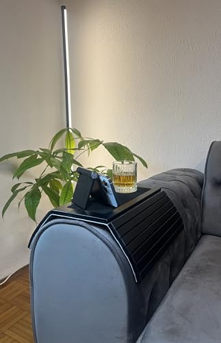 MFR Design - Premium Sofatablett inkl. multifunktioneller Tablet/Handyhalterung - Hochwertige Filzablage mit Rutschfester Ober & Unterseite - Innovative Couchablage aus Bambus für Armlehnen - Schwarz von MFR Design