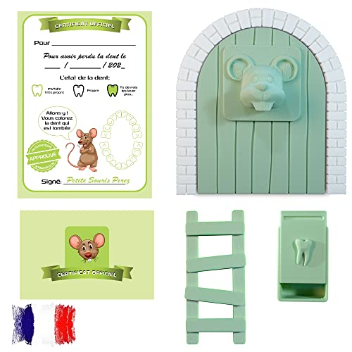 Myfuturshop® Magische Maus, Zahnbox, Treppe, 4 Zertifikate mit sauberen Zähnen, originelles Geschenk für Jungen und Mädchen, französische Version (grün) von MFS MYFUTURSHOP
