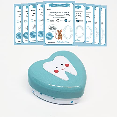 Myfuturshop® Milchzahndose + Spielmauskarten, eine Zahnaufbewahrungsbox + 10 saubere Zahnzertifikate, originelles Geschenk für Jungen und Mädchen, Blau von MFS MYFUTURSHOP
