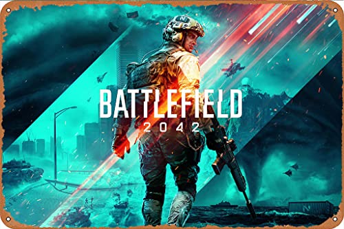 Battlefield 2042 Spielposter 20,3 x 30,5 cm Metall Aluminium Neuheit Blechschild von MFSAEQE