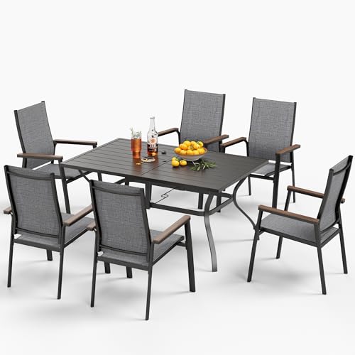 MFSTUDIO Gartenmöbel Set, Terassenmöbel Außen, Rechteckiger Gartentisch mit Verstellbarem Schirmloch(4-5cm), Sitzgruppe Wetterfest von MFSTUDIO