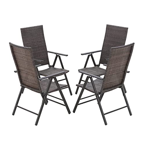 MFSTUDIO Gartenstuhl, Klappstuhl 2er Set, Bequeme und Ergonomischer, 7 Verstellbare Positionen, Polyrattan Balkonstuhl mit Armlehne, Garten Balkon Terrasse Sessel… von MFSTUDIO