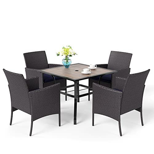 MFSTUDIO Rattan Gartenmöbel Set, Terassenmöbel Wetterfest, Sitzgruppe Metall Gartentisch mit Stühlen, Polyrattan Garten Möbel, 4cm Schirmloch von MFSTUDIO