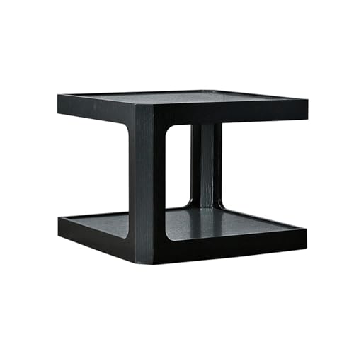 MFUZHAGN2024 Couchtisch Side Table for Sofa, Simple Movable Side Table Solid Wood Small Table Suitable for Living Room, Bedroom, Milk Tea Store Coffee Shop Small Round Table, Tisch(Schwarz) von MFUZHAGN2024