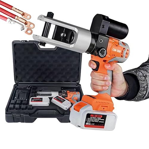 Wiederaufladbares Hydraulisches Kabel-crimpwerkzeug-Set, Mit 11 Crimpeinsätzen (16–300 Mm²) Und 2 Akkus, Für Robuste Kabelschuhe, Batterieklemmen Und Kupferkabelschuhe von MFYDPP