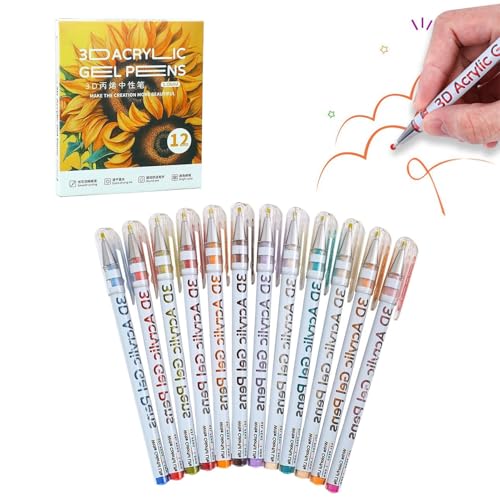 MFYOUPK 3D Acryl Gel Pen | Mehrfarbiges Acryl Marker Kunst Set - Wasserbasierte Zeichenstifte Für Holz Stein Leinwand Stoff Scrapbook Karten Doodle Basteln von MFYOUPK