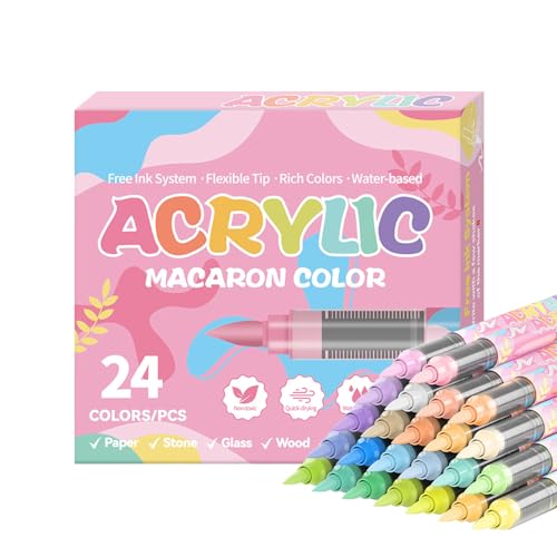 MFYOUPK Acryl Farbmarker, 24 Farben Stifte Für Steine, Lichtechte Stifte Mit Weicher Spitze Auf Wasserbasis Für Whiteboards Glas Gravur Holz Metall MFYOUPK Acryl Farbmarker, 24 Farben Stifte Für Steine, Lichtechte Stifte Mit Weicher Spitze Auf Wasserbasis Für Whiteboards Glas Gravur Holz Metall von MFYOUPK