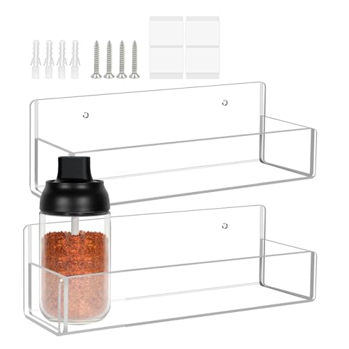 MFYOUPK Befestigbares Gewürzregal - Gewürzregal Aufbewahrungshalter,2-teiliges Acrylregal Organizer für Küche Gewürzstation Vorratsschrank Tür Aufbewahrung von MFYOUPK
