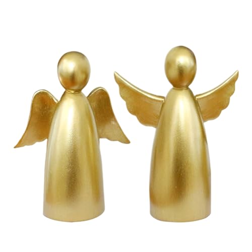 MFYOUPK Engelsstatuen und Figuren, Engel-Gedenkskulptur, Dekoration, 2-teilig, goldene Harz-Figur für Nachttisch, Wohnzimmer, Fernsehschrank, Bücherregal, Badezimmer, Schlafzimmer, Küche, Schreibtisch MFYOUPK Engelsstatuen und Figuren, Engel-Gedenkskulptur, Dekoration, 2-teilig, goldene Harz-Figur für Nachttisch, Wohnzimmer, Fernsehschrank, Bücherregal, Badezimmer, Schlafzimmer, Küche, Schreibtisch von MFYOUPK