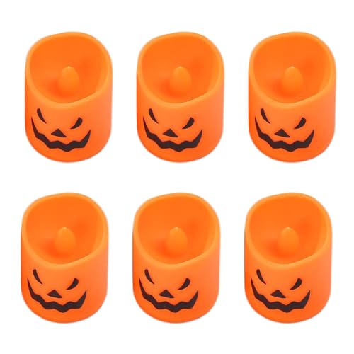 MFYOUPK Halloween Flameless Kerze, Set Mit 6 LED Kerzen Ohne Flamme, Gotische Flackernde Deko Realistisches Warmes Licht Für Zimmer Kamin Bad Schlafzimmer Feier von MFYOUPK