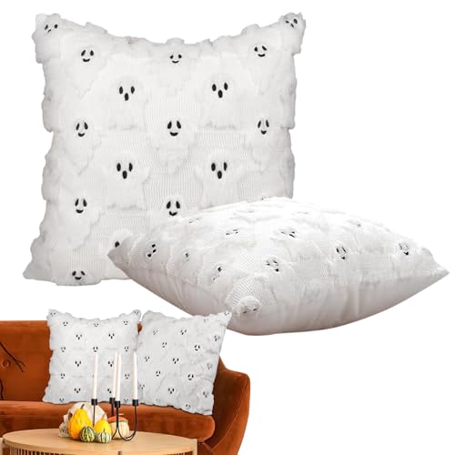 MFYOUPK Halloween Gespenst Kissenbezüge - Schutzbezug Für Sofakissen | 46x46 cm 2 Stück Sofa Wohnzimmer Schlafzimmer Büro Studentenzimmer Party Halloween von MFYOUPK