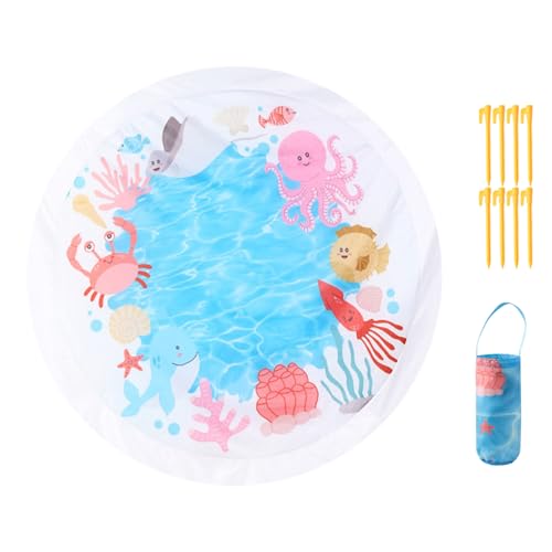 MFYOUPK Pfütze Pool, Klappbarer Sandpool Mit Aufbewahrungstasche, 2-in-1 Cartoon Wasserspielzeug Mit Erdspießen Tragbare Matte Für Garten Familie Camping See Picknick Park von MFYOUPK