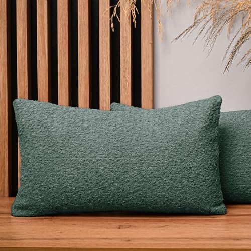 2er Set Kissenbezug 40x80 cm Salbei Rechteck - aus Chenille-Stoff, mit Reißverschluss - dekorative Kissenbezüge für Kissen 40x80 für Sofa, Deko Schlafzimmer, Deko Wohnzimmer von MG Design