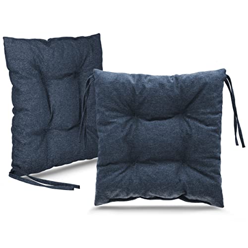 MG Design 2er-Set Stuhlkissen 40x40 cm blau - Stuhlkissen mit Bändern, Steppkissen, Bodenkissen - Sitzkissen für Gartenstuhl, für Indoor und Outdoor, Outdoor Stuhlauflage als Stuhl Kissen von MG Design