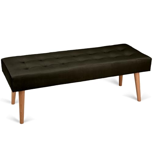 MG Design Elegante Bank im modernen Stil Sitzbank mit aufwendiger Knopfheftung - Polsterbank 45x120 cm in Ebenholz von MG Design