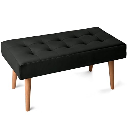 MG Design Elegante Bank im modernen Stil Sitzbank mit aufwendiger Knopfheftung - Polsterbank 45x90 cm anthrazit von MG Design