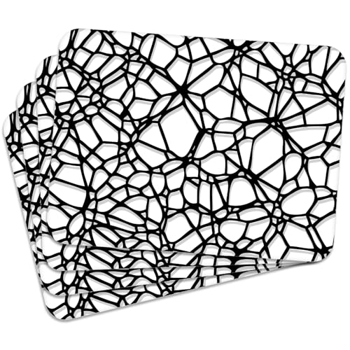 Tischset 4 Stück 40×30 cm - Abstract Design 4 Abwaschbare Platzdeckchen mit Korkrückseite (hitzebeständig bis 100 °C, rutschfest) für Küche, Esszimmer, Wohnzimmer, Kinderzimmer & Büro von MG Design