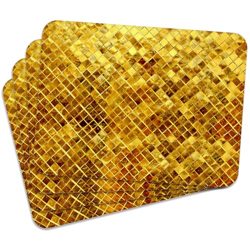 Tischset 4 Stück 40×30 cm - Golden Pattern Abwaschbare Platzdeckchen mit Korkrückseite (hitzebeständig bis 100 °C, rutschfest) für Küche, Esszimmer, Wohnzimmer, Kinderzimmer & Büro von MG Design