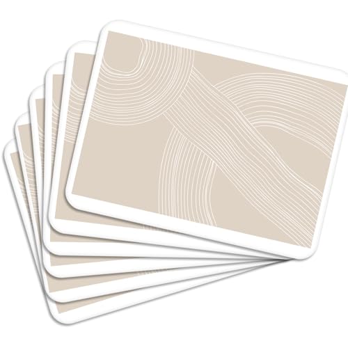 Tischset 6 Stück 40×30 cm - Abstract Shapes 2 Abwaschbare Platzdeckchen mit Korkrückseite (hitzebeständig bis 100 °C, rutschfest) für Küche, Esszimmer, Wohnzimmer, Kinderzimmer & Büro von MG Design