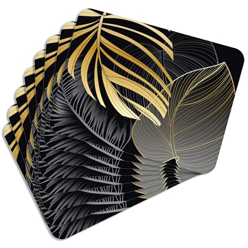 Tischset 8 Stück 40×30 cm - Golden Nature 5 Abwaschbare Platzdeckchen mit Korkrückseite (hitzebeständig bis 100 °C, rutschfest) für Küche, Esszimmer, Wohnzimmer, Kinderzimmer & Büro von MG Design