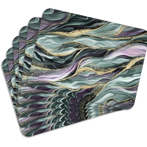 Tischset Satz mit 6 Stück 40x30 cm Marbled Waves Tischuntersetzer Abwaschbar - Hitzebeständige Korkrückseite hält Temperaturen von 100°C Stand, verrutscht Nicht - Platzdeckchen für Die Küche Tischset Satz mit 6 Stück 40x30 cm Marbled Waves Tischuntersetzer Abwaschbar - Hitzebeständige Korkrückseite hält Temperaturen von 100°C Stand, verrutscht Nicht - Platzdeckchen für Die Küche von MG Design