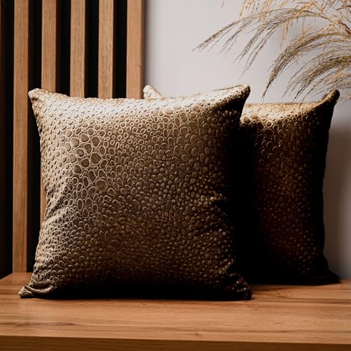 MG Design 2er Set Kissenbezug 40x40 cm Karamell quadratisch - aus Velourstoff mit Tröpfchenmuster, mit Reißverschluss - dekorative Kissenbezüge für Kissen 40x40, Deko Schlafzimmer, Deko Wohnzimmer MG Design 2er Set Kissenbezug 40x40 cm Karamell quadratisch - aus Velourstoff mit Tröpfchenmuster, mit Reißverschluss - dekorative Kissenbezüge für Kissen 40x40, Deko Schlafzimmer, Deko Wohnzimmer von MG Design