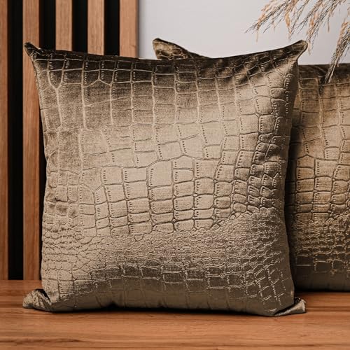 mg design 2er Set Kissenbezug 50x50 cm Zimt quadratisch - aus Velourstoff mit Krokodilledermuster, mit Reißverschluss - dekorative Kissenbezüge für Kissen 50x50, Deko Schlafzimmer, Deko Wohnzimmer mg design 2er Set Kissenbezug 50x50 cm Zimt quadratisch - aus Velourstoff mit Krokodilledermuster, mit Reißverschluss - dekorative Kissenbezüge für Kissen 50x50, Deko Schlafzimmer, Deko Wohnzimmer von MG Design