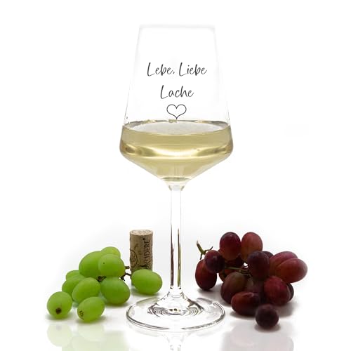 MG-Laserdesign Leonardo Weinglas Lebe Liebe Lache Puccini Weinglas Graviert Geschenkidee Muttertag Gravur Geburtstag Rotwein Weißwein (560 ml) von MG-Laserdesign