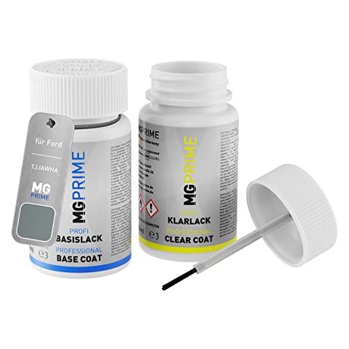 MG PRIME Autolack Lackstift Set für Ford 1JJAWHA Jet Grey/Cactus Grey Basislack Klarlack je 50ml von MG PRIME