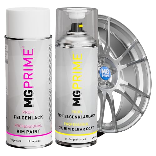 MG PRIME 2K Premium Felgenlack Set in Silber Metallic matt Acryllack Felgenklarlack Sprühdose Spraydose Autolack 400ml MG PRIME 2K Premium Felgenlack Set in Silber Metallic matt Acryllack Felgenklarlack Sprühdose Spraydose Autolack 400ml von MG PRIME
