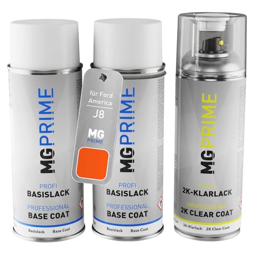 MG PRIME Autolack 2K Spraydosen Set für Ford America J8 / GSSAWHA Tangier Orange 2 Grundlack Basislack 2 Komponenten Klarlack Sprühdose MG PRIME Autolack 2K Spraydosen Set für Ford America J8 / GSSAWHA Tangier Orange 2 Grundlack Basislack 2 Komponenten Klarlack Sprühdose von MG PRIME