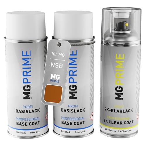 MG PRIME Autolack 2K Spraydosen Set für MG NSB Birmingham Orange Pearl Grundlack Basislack 2 Komponenten Klarlack Sprühdose von MG PRIME