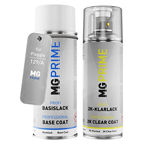 MG PRIME Autolack 2K Spraydosen Set für Piaggio 129/A Marrone Crete Senese Metallic/Creta Sense Metallic Basislack 2 Komponenten Klarlack Sprühdose von MG PRIME