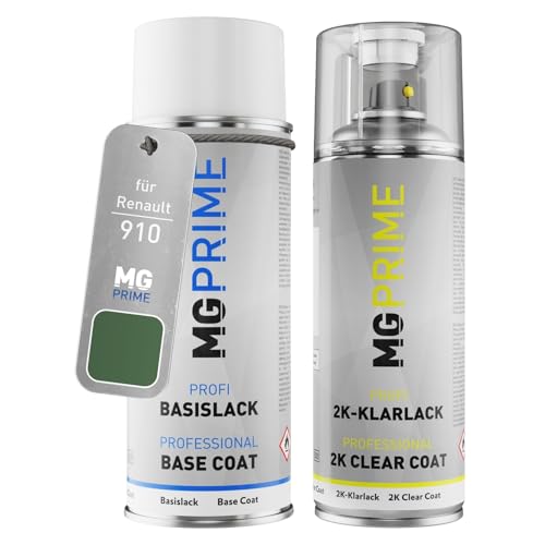 MG PRIME Autolack 2K Spraydosen Set für Renault 910 Vert Luzerne Metallic/Luzernegrün Metallic Basislack 2 Komponenten Klarlack Sprühdose MG PRIME Autolack 2K Spraydosen Set für Renault 910 Vert Luzerne Metallic/Luzernegrün Metallic Basislack 2 Komponenten Klarlack Sprühdose von MG PRIME
