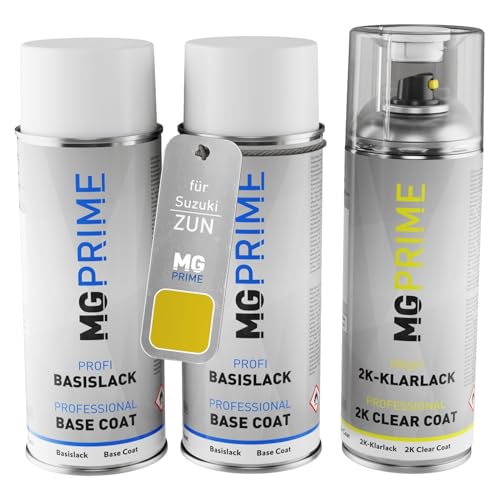 MG PRIME Autolack 2K Spraydosen Set für Suzuki ZUN Sunburst Yellow Metallic Grundlack Basislack 2 Komponenten Klarlack Sprühdose MG PRIME Autolack 2K Spraydosen Set für Suzuki ZUN Sunburst Yellow Metallic Grundlack Basislack 2 Komponenten Klarlack Sprühdose von MG PRIME